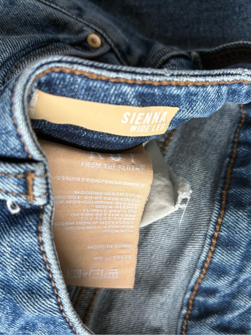 Kut from the Kloth Distressed Medium Blue Wide Leg Jeans